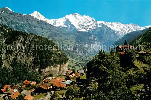 AK / Ansichtskarte Isenfluh mit Moench Jungfrau Ebnefluh und Mittaghorn Isenfluh