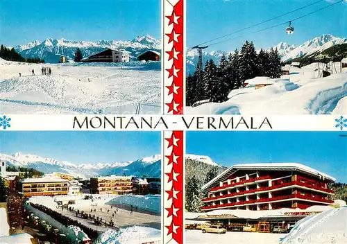 AK / Ansichtskarte Montana Vermala Le Weisshorn et lhotel du Lac La Patinoire et la Vallee du Rhone Les Plans Mayens Lhotel Mirabeau Montana Vermala