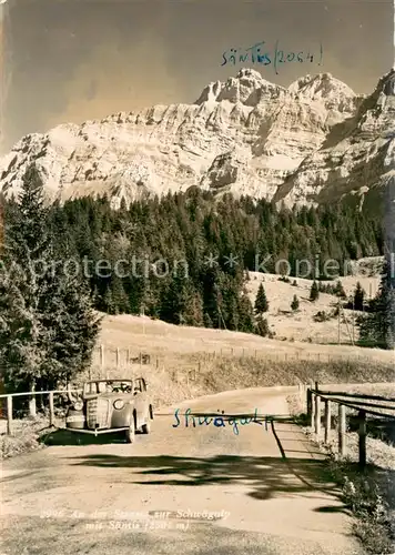 AK / Ansichtskarte Schwaegalp_AR Strassenpartie mit Saentisgipfel Schwaegalp AR