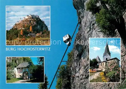 AK / Ansichtskarte Launsdorf_Kaernten Burg Hochosterwitz Eingangstor Schraegaufzug auf die Burg Kirche Launsdorf Kaernten