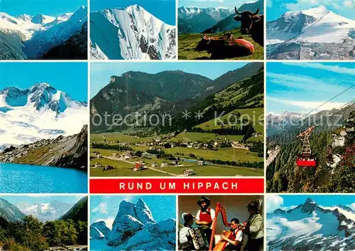 AK / Ansichtskarte Hippach Teilansichten Panorama Seilbahn Musikgruppe Hippach