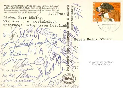 AK / Ansichtskarte Balsthal_SO Oensingen Balsthal Bahn Dampfzug Chluser Schnaegg mit Dampflok E3 3 Nr 1 