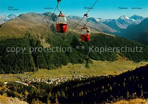 AK / Ansichtskarte Davos_GR Gondelbahn Schatzalp Strelapass mit Schatzalp Jakobshorn und Hoch Ducan Davos_GR