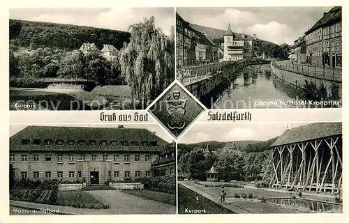 AK / Ansichtskarte Bad_Salzdetfurth Kurpark Moor .u. Solbad Lamme m. Hotel Kronprinz Bad_Salzdetfurth
