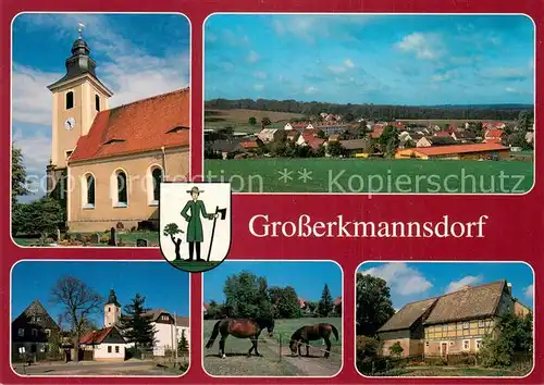 AK / Ansichtskarte Grosserkmannsdorf Teilansichten Kirche Pferde Grosserkmannsdorf