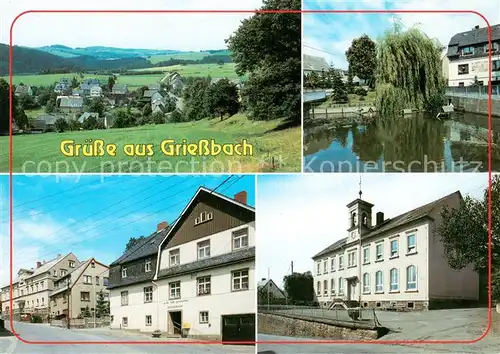 AK / Ansichtskarte Griesbach_Rottal Teilansicht Oberer Teich Hauptstrasse m. Gemeindeamt u. Gasthof Schule Griesbach Rottal