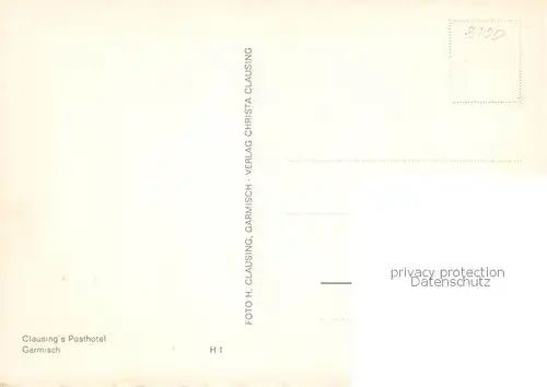 AK / Ansichtskarte Garmisch Partenkirchen Clausings Posthotel m. Kutsche Gespann Garmisch Partenkirchen