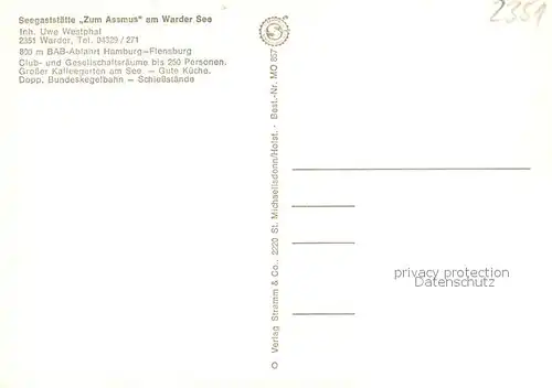 AK / Ansichtskarte Warder_Neumuenster Seegaststaette Zum Assmus Teilansichten m. Terrasse Warder_Neumuenster