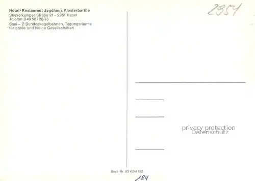 AK / Ansichtskarte Hesel_Ostfriesland Jagdhaus Klosterbarthe Hesel_Ostfriesland