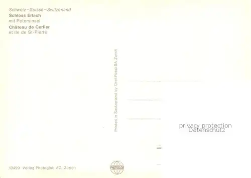 AK / Ansichtskarte Erlach_BE Schloss Erlach mit Petersinsel Erlach_BE