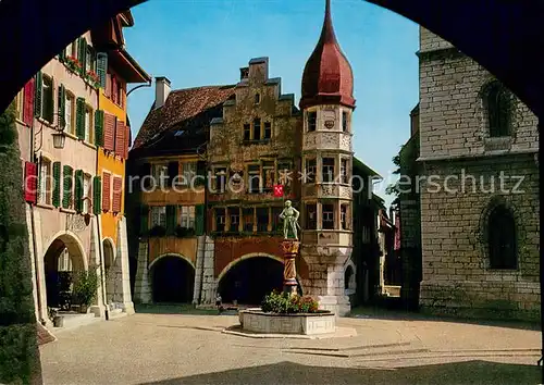 AK / Ansichtskarte Biel_Bienne Altstadt mit Brunnen Biel Bienne