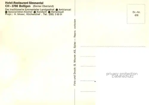 AK / Ansichtskarte Boltigen Hotel Restaurant Simmental Boltigen