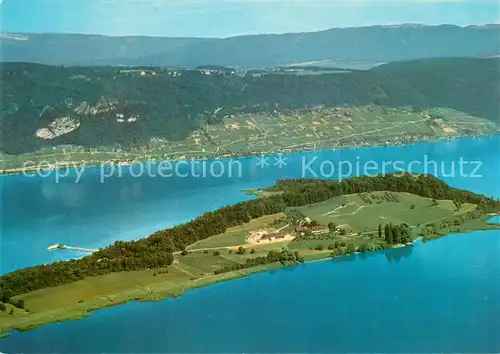 AK / Ansichtskarte Bielersee Fliegeraufnahme mit St Petersinsel Bielersee