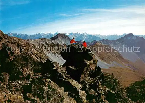 AK / Ansichtskarte Rothorn_2865m_Lenzerheide_GR Gipfel Blick auf Lenzerhorn Berninagruppe und Piz Palue 