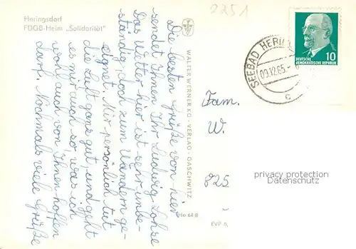 AK / Ansichtskarte Heringsdorf_Ostseebad_Usedom FDGB Heim Solidaritaet Heringsdorf_Ostseebad