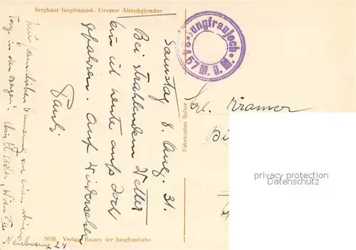 AK / Ansichtskarte Jungfraujoch_3457m_BE Berghaus mit Grossem Aletschgletscher 