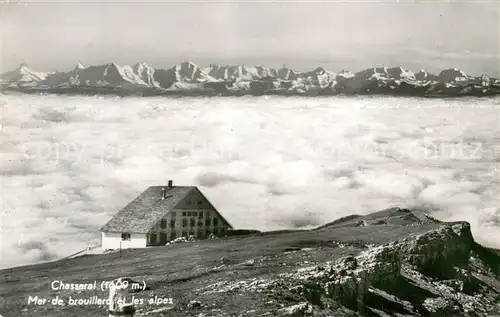 AK / Ansichtskarte Chasseral_BE Mer de brouillard et les alpes Hotel Chasseral Chasseral BE