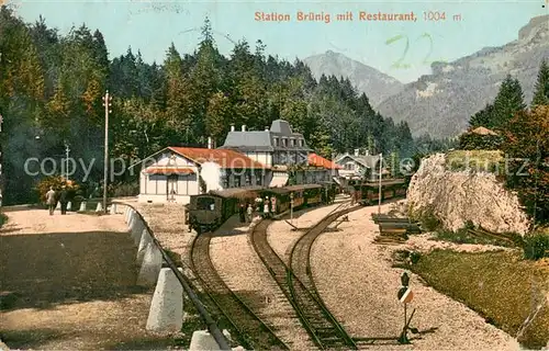 AK / Ansichtskarte Bruenig_BE Station Bruenig mit Restaurant Bruenig_BE