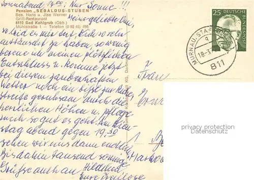 AK / Ansichtskarte Bad_Kohlgrub Pension Sebaldus Stuben Bad_Kohlgrub