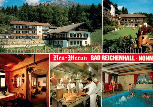 AK / Ansichtskarte Bad_Reichenhall Restaurant Hotel Cafe Neu Meran Hallenbad Bad_Reichenhall