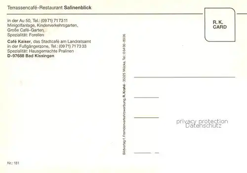 AK / Ansichtskarte Bad_Kissingen Restaurant Cafe Salinenblick u. Cafe Kaiser Minigolfanlage Bad_Kissingen