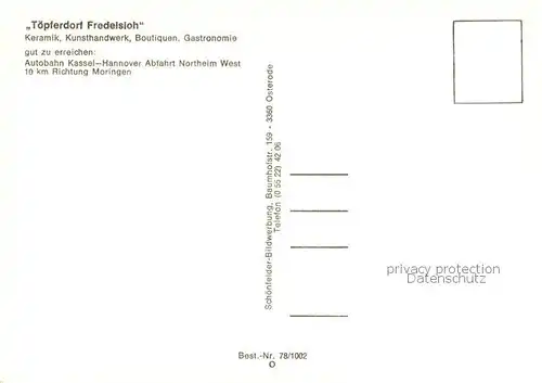 AK / Ansichtskarte Fredelsloh Toepferdof Fredelsloh Keramik Zur Scheune Korbmacher Die Fundgrube Fredelsloh