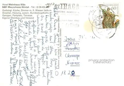 AK / Ansichtskarte Mayschoss Hotel Weinhaus Klaes Mayschoss