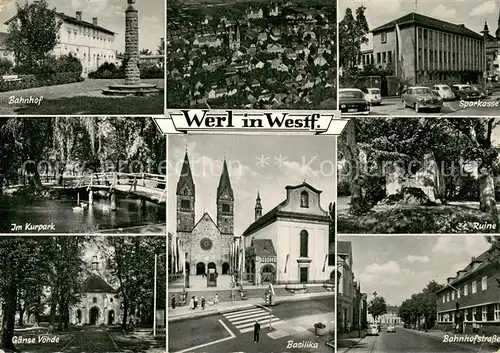AK / Ansichtskarte Werl_Westfalen Fliegeraufnahme Basilika Spakasse Bahnhof Kurpark Ruine  Werl_Westfalen