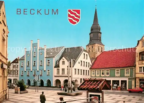 AK / Ansichtskarte Beckum__Westfalen Marktplatz m. Rathaus u. Stephanuskiche 