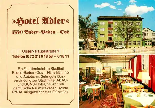 AK / Ansichtskarte Baden Baden Hotel Adler Anfahrt Baden Baden