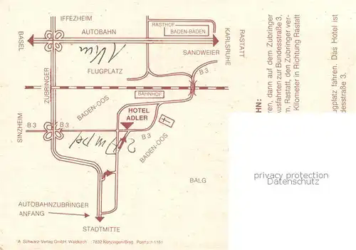 AK / Ansichtskarte Baden Baden Hotel Adler Anfahrt Baden Baden