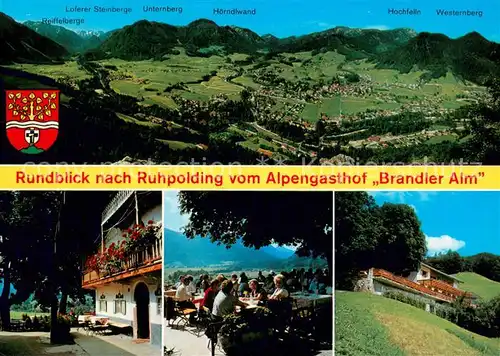 AK / Ansichtskarte Ruhpolding Fliegeraufnahme Rundblick m. Alpengasthof Brandler Alm Ruhpolding