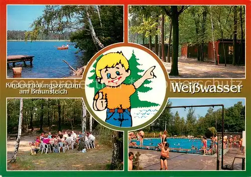 AK / Ansichtskarte Weisswasser_Oberlausitz Kindererholungszentrum am Braunsteich Schwimmbad See Weisswasser_Oberlausitz
