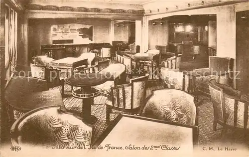 AK / Ansichtskarte Dampfer_Oceanliner ELD Nr.9C.M.Le Havre Ile de France Salo9n des " Classes 