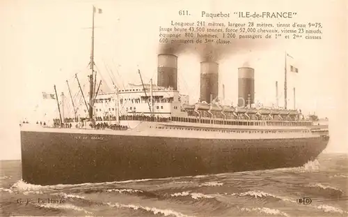 AK / Ansichtskarte Dampfer_Oceanliner ELD 611 ILE de FRANCE 