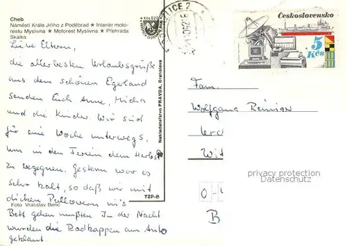 AK / Ansichtskarte Cheb_Eger Namesti Krale Jiriho z Podebrad Motorest Myslivna 