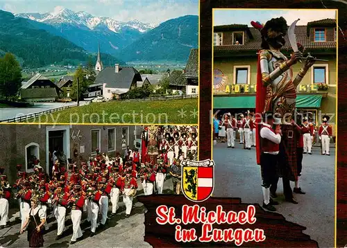 AK / Ansichtskarte St_Michael_Lungau Festumzug Ortsansicht mit Kirche Alpen St_Michael_Lungau