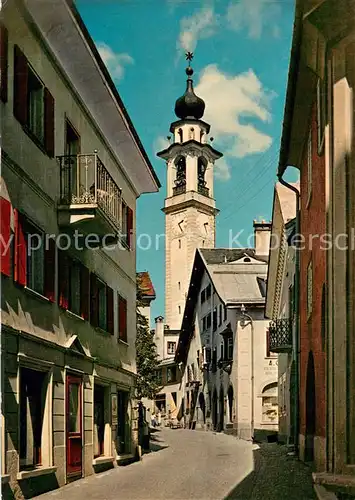 AK / Ansichtskarte Samedan Ortszentrum mit Kirche Samedan