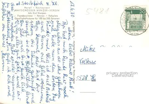 AK / Ansichtskarte Mayschoss Hotel Restaurant Mayschosser Winzerverein Mayschoss