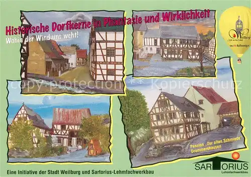 AK / Ansichtskarte Weilburg Historische Dorfkerne in Phantasie und Wirklichkeit Sartorius Lehmfachwerkbau Kuenstlerkarte Weilburg