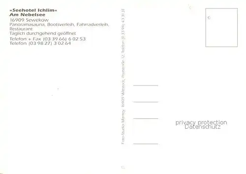 AK / Ansichtskarte Sewekow Seehotel Ichlim am Nebelsee Sewekow