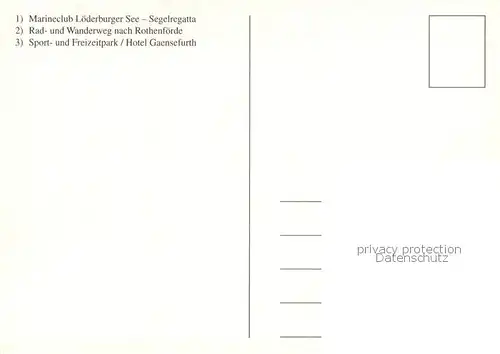 AK / Ansichtskarte Loederburg Marineclub Loederburger See Segelregatta Radweg Wanderweg Sport  und Freizeitpark Hotel Gaensefurth Loederburg