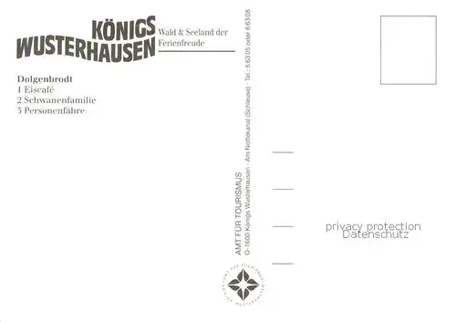AK / Ansichtskarte Koenigs Wusterhausen Eiscafe Dolgenbrodt Schwanenfamilie Personenfaehre Koenigs Wusterhausen