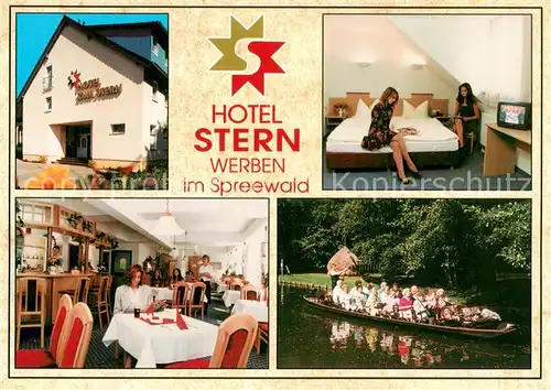 AK / Ansichtskarte Werben_Niederlausitz Hotel Restaurant Stern Spreewaldkahn Werben_Niederlausitz