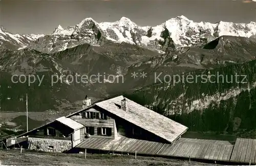 AK / Ansichtskarte Beatenberg_BE Berghaus Niederhorn Finsteraarhorn Eiger Moench Jungfrau 