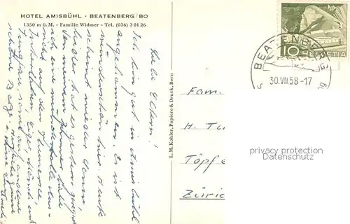 AK / Ansichtskarte Beatenberg_BE Hotel Amisbuehl 