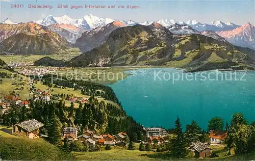 AK / Ansichtskarte Beatenberg_BE Panorama mit Interlaken und Alpen 