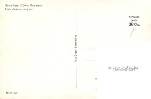 AK / Ansichtskarte Beatenberg_Thunersee_BE mit Eiger Moench Jungfrau 