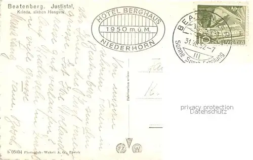 AK / Ansichtskarte Beatenberg_Thunersee_BE Justistal Krinde sieben Hengste 