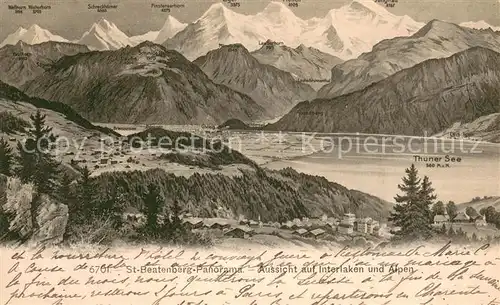 AK / Ansichtskarte Beatenberg_Thunersee_BE mit Interlaken und Alpen 
